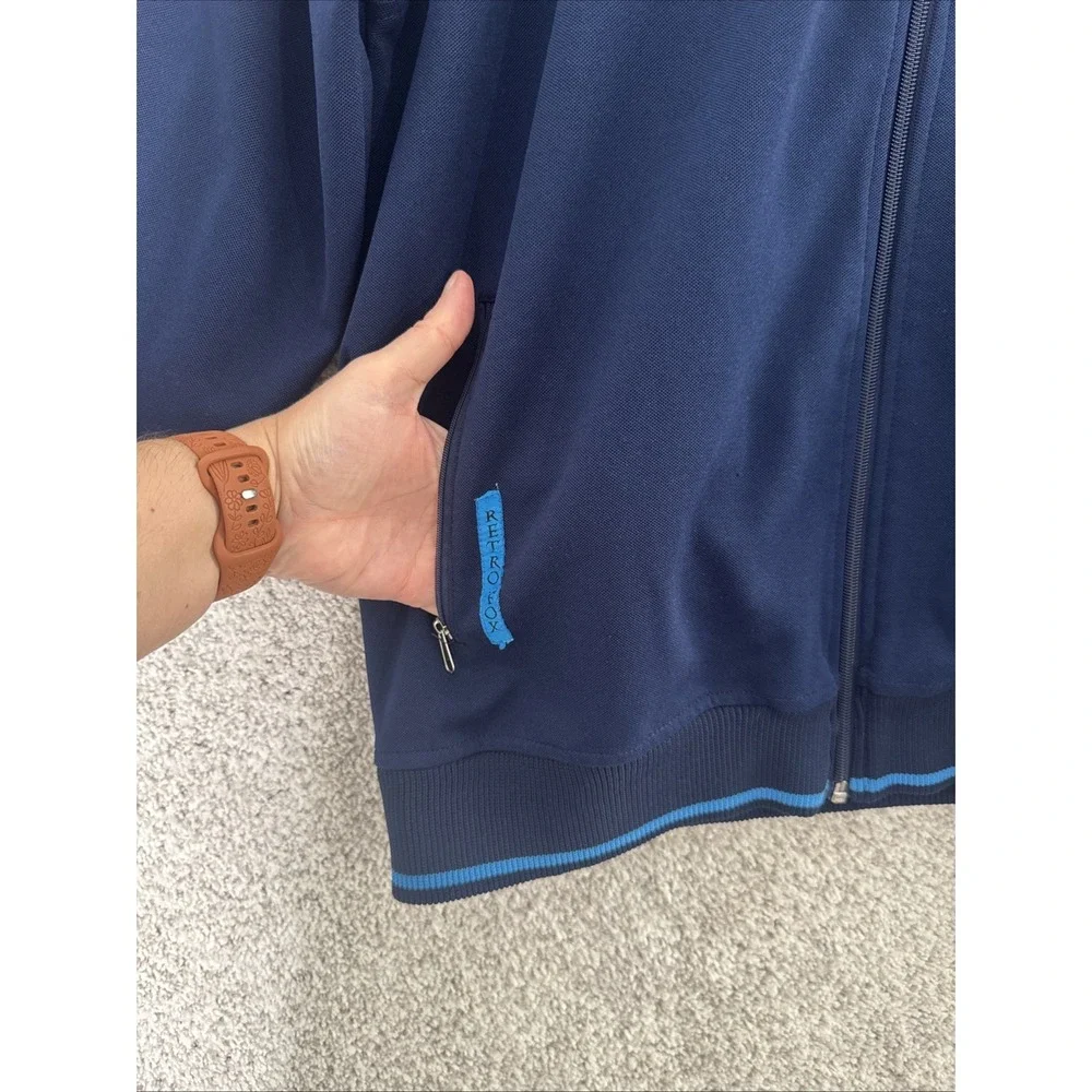 VINTAGE RETRO‎ FOX MEN'S NAVY BLUE POLYESTER TRACK JACKET SIZE L - Picture 4 of 11